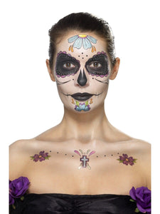 Make Up & Prosthetics - Horror Make Up Day of the Dead Face Tattoo Kit, Multi Coloured