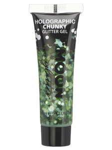 Make Up & Prosthetics - Horror Make Up Green Holographic Chunky Glitter Gel 12ml Each