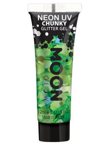 Make Up & Prosthetics - Horror Make Up Green Neon UV Chunky Glitter Gel 12ml Each