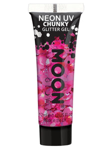 Make Up & Prosthetics - Horror Make Up Magenta Neon UV Chunky Glitter Gel 12ml Each