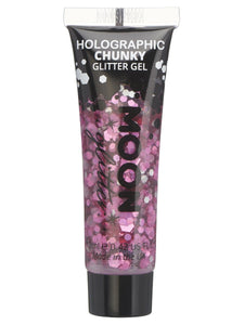 Make Up & Prosthetics - Horror Make Up Pink Holographic Chunky Glitter Gel 12ml Each