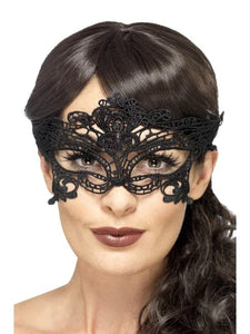 Mask - Masquerade Mask Embroidered Lace Filigree Heart Eyemask