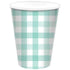 Pastel Mint Gingham HC Paper Cup FSC 266ml 8pk