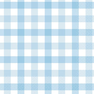 Tableware - Napkins Pastel Blue Gingham Lunch Napkin FSC 16pk