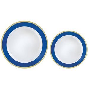 Tableware - Plates Bright Royal Blue Bordered Hot Stamped Premium Plastic Plates 20pk