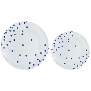 Tableware - Plates Bright Royal Blue Dots Hot Stamped Premium Plastic Plates 20pk