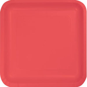 Tableware - Plates Coral Square Dinner Paper Plates 23cm 18pk