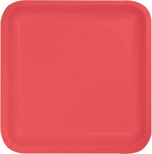 Tableware - Plates Coral Square Lunch Paper Plates 18cm 18pk