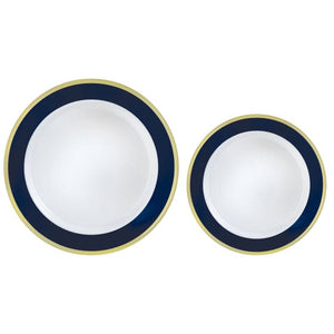 Tableware - Plates Navy Bordered Hot Stamped Premium Plastic Plates 20pk