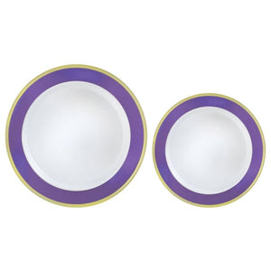 Tableware - Plates New Purple Border Hot Stamped Premium Plastic Plates 20pk