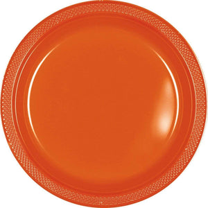 Tableware - Plates Orange Round Plastic Plates 26cm 20pk