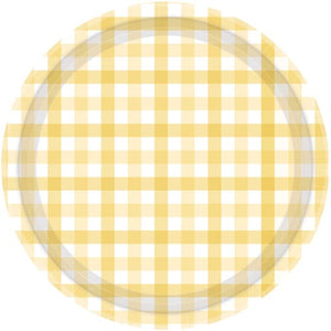 Tableware - Plates Pastel Yellow Gingham NPC Paper Plate FSC 23cm 8pk