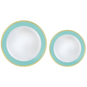 Tableware - Plates Robin's Egg Blue Bordered Hot Stamped Premium Plastic Plates 20pk