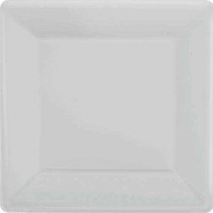 Tableware - Plates Silver Square Paper Snack Plates 17cm 20pk