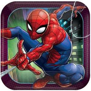 Tableware - Plates Spider-Man Webbed Wonder NPC Square Paper Plates FSC 23cm 8pk
