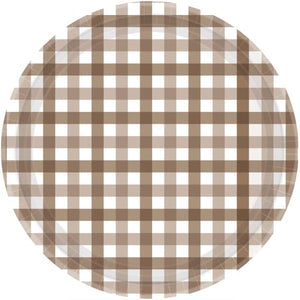 Tableware - Plates Teddy Brown Gingham Paper Plate FSC NPC 23cm 8pk