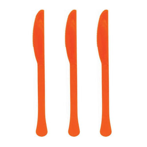 Tableware - Spoons, Forks, Knives & Tongs Orange Premium Plastic Knives 20pk