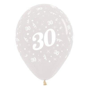 Amscan_OO Balloon - Printed Latex Age 30 Crystal Clear Latex Balloon 30cm 6pk