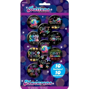 Amscan_OO Badges, Sash & Rosettes Disco Fever Button Badges 4cm  10pk