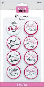 Amscan_OO Badges, Sash & Rosettes Elegant Bride Buttons 8Pk