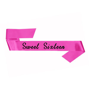 Amscan_OO Badges, Sash & Rosettes Sweet Sixteen Pink Fabric Sash 76cm Each