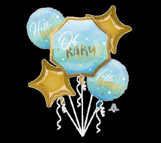 Oh Baby Blue Balloon Bouquet 5pk | Online Party Store | Oh Baby Boy ...