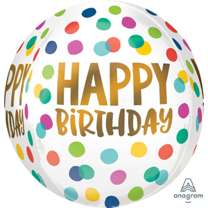 Amscan_OO Balloon - Bubble, Orbz & Cubez Happy Birthday Dots Orbz Balloon 38cm x 40cm Each