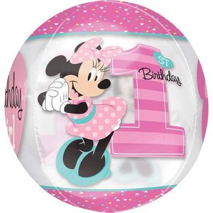 Amscan_OO Balloon - Bubble, Orbz & Cubez Minnie Mouse 1st Birthday Orbz Balloon 38cm x 40cm Each