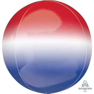 Amscan_OO Balloon - Bubble, Orbz & Cubez Ombre Red, White & Blue Orbz Foil Balloons 38cm x 40cm Each