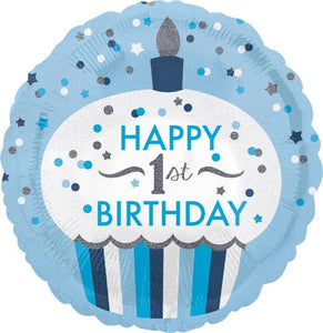 Amscan_OO Balloon - Foil 1st Birthday Cupcake Boy Foil Balloon 45cm Each