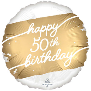 Amscan_OO Balloon - Foil Golden Age Happy 50th Birthday Foil Balloon 45cm Each