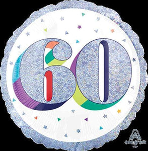 Amscan_OO Balloon - Foil Holographic Here's to Your 60th Birthday Foil Balloon 45cm Each