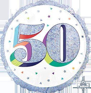 Amscan_OO Balloon - Foil Holographic Here's to Your Birthday 50th Foil Balloon 45cm Each