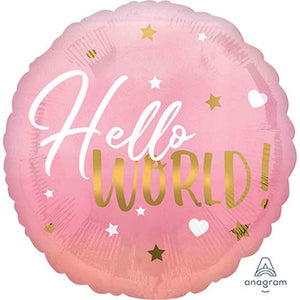 Amscan_OO Balloon - Foil Pink Baby Girl Hello World Foil Balloon 45cm Each