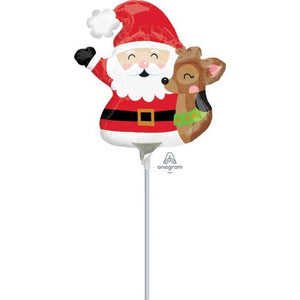 Balloon - Foil Santa & Reindeer Mini Shape Foil Balloon Each