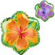 Balloon - Foil Summer Orange & Purple Hibiscus Foil Balloon 45cm Each