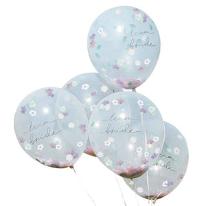 Balloon - Plain Latex Boho Bride Team Bride Flower Confetti Filled Balloons 30cm 5pk