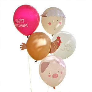 Balloon - Plain Latex Farm Friends Birthday Balloon Party Bundle 30cm 5pk