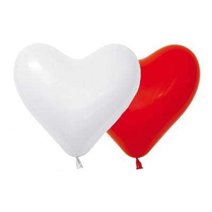 Amscan_OO Balloon - Plain Latex Hearts Fashion Red & White Latex Balloons 28cm 12pk