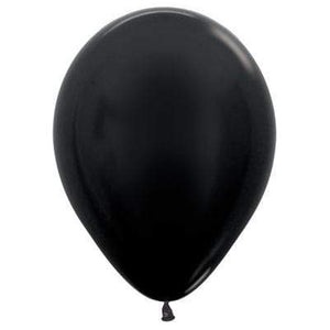 Amscan_OO Balloon - Plain Latex Metallic Black Latex Balloons 30cm 25pk