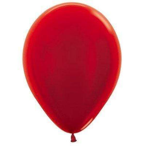 Amscan_OO Balloon - Plain Latex Metallic Red Latex Balloons 30cm 100pk