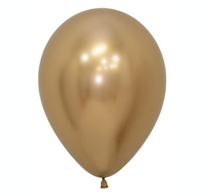 Amscan_OO Balloon - Plain Latex Metallic Reflex Gold Latex Balloons 30cm 50pk