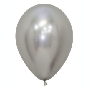 Amscan_OO Balloon - Plain Latex Metallic Reflex Silver Latex Balloons 30cm 50pk