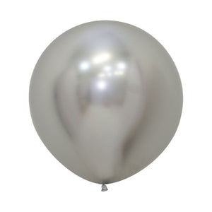 Amscan_OO Balloon - Plain Latex Metallic Reflex Silver Latex Balloons 60cm 10pk