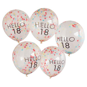 Balloon - Plain Latex Mix It Up Brights 'Hello 18' Balloons 30cm 5pk