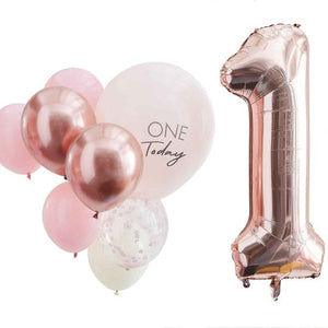 Balloon - Plain Latex Mix It Up Pink & Rose Gold 1 Today Balloon Bundle 10pk