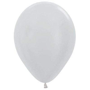 Amscan_OO Balloon - Plain Latex Satin Pearl Silver Latex Balloons 30cm 100pk