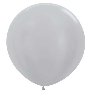 Amscan_OO Balloon - Plain Latex Satin Silver Latex Balloons 60cm 3pk