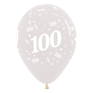 Amscan_OO Balloon - Printed Latex Age 100 Crystal Clear Latex Balloon 30cm 25pk