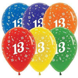 Amscan_OO Balloon - Printed Latex Age 13 Crystal Assorted Latex Balloons 30cm 25pk